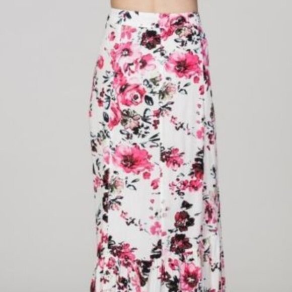 En Creme Urban Rose Floral Button Front Maxi Skirt Size M EUC - Picture 3 of 12